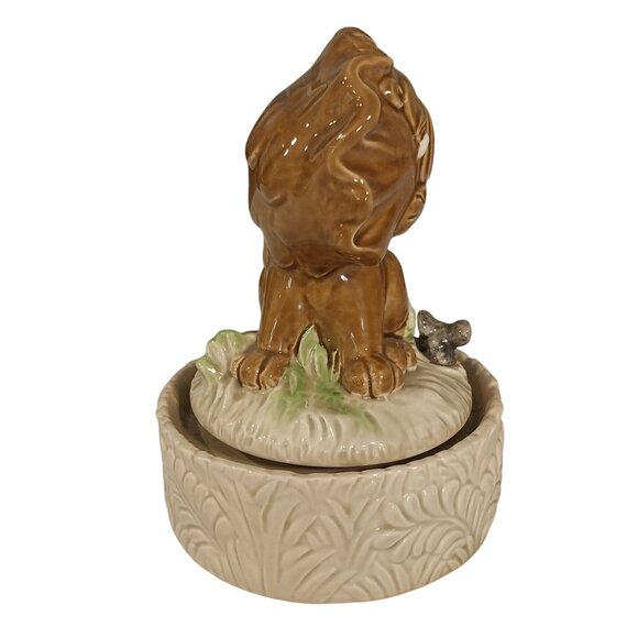 Lion And Mouse Windup Ceramic Music Box Plays Feelings Vintage - Picture 4 of 9